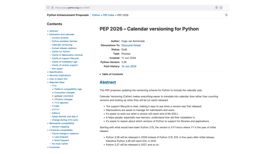 slide of screenshot of Python proposal