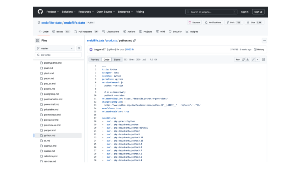 slide of screenshot of git repository