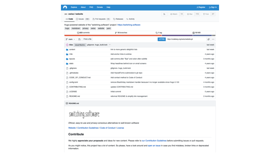 slide of screenshot of git repository