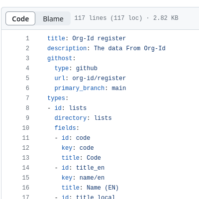 Screenshot of a config file